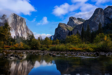 Beautiful view of Yosemite national park at sunset in California