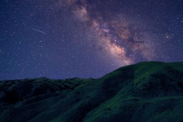 Milky Way Over Mountain, Beautiful night space landscape