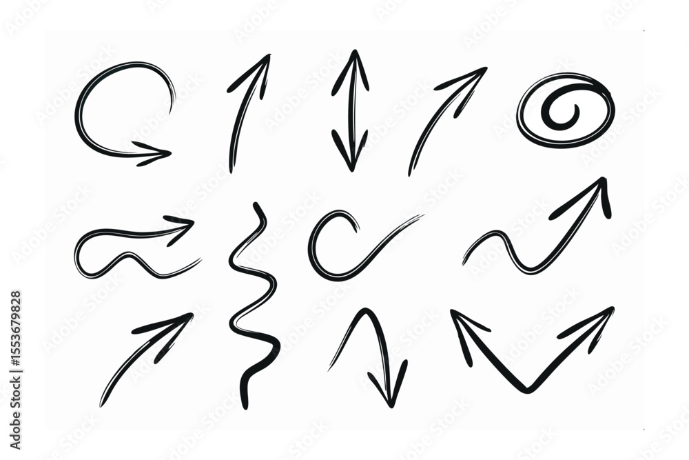 Poster arrows: a collection of artistic arrows illustrating various directions and pathways on a clean, mod