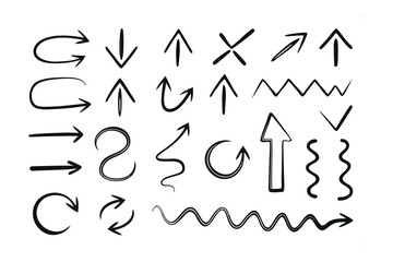 Arrows Collection: A versatile and comprehensive array of hand-drawn arrows, ideal for design projects, showcasing directions, concepts, and visual elements.