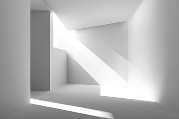 Obraz premium Abstract interior, white shapes, light rays