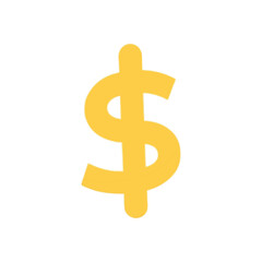 Obraz premium Cartoonish golden dollar sign illustration on a white background representing finance and economic concepts with a playful design