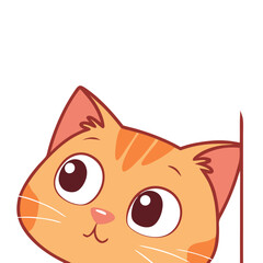 Cute Orange Tabby Cat Peeking Around Corner Illustration