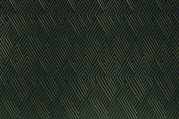 Fototapeta premium Modern Abstract Seamless Geometric Pattern with Gold Linear Design on a Dark Background for Sophisticated Wallpaper, Textile, and Digital Backdrop Use
