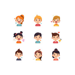 Diverse group of cartoon children stickers depicting various emotions and expressions in a colorful and playful design perfect for educational resources