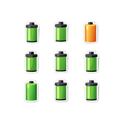 Full battery charging icons showing energy levels in a grid pattern against a black background, indicating power status