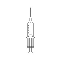 Syringe line icon for medical injection and vaccination design