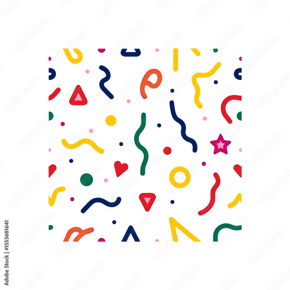 Poster playful geometric pattern with stripes and colorful shapes creating a dynamic visual experience for 