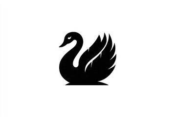Fototapeta premium Stylized black silhouette of a swan.