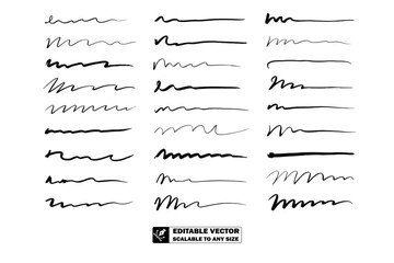 A collection of twenty seven handwritten signatures in black ink on a white background surface