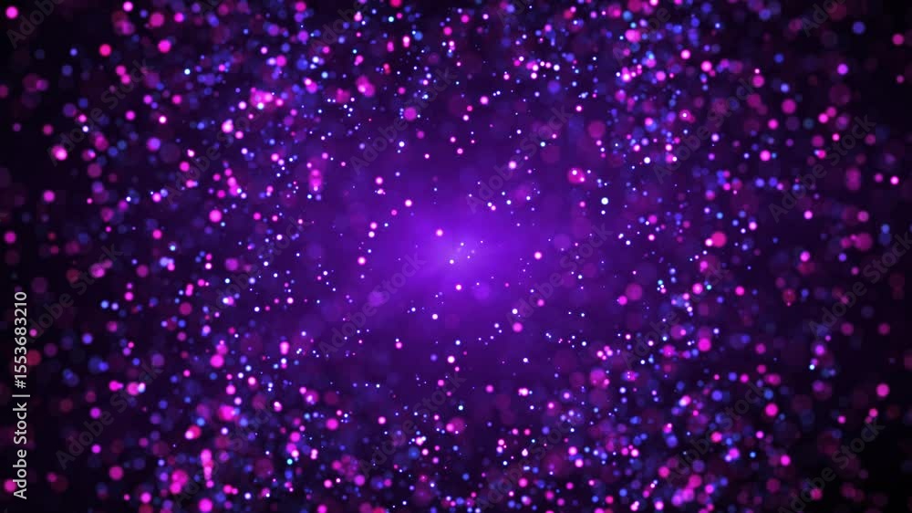 Poster abstract colorful background of flying and shiny particles. flight of bright dots, bokeh dust awards