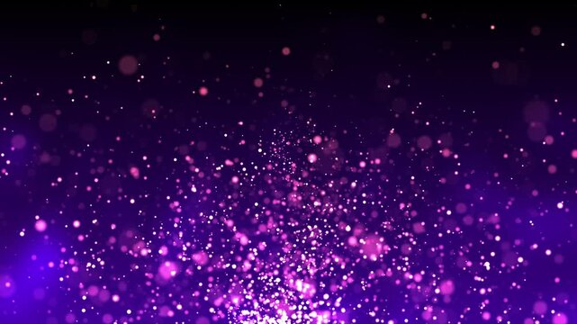 Dark purple colorful abstract background with particles and dots of light creating beautiful bokeh. Seamless looping video 4k.