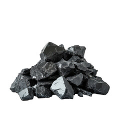Obraz premium A pile of jagged black crystals with reflective surfaces isolated on transparent background