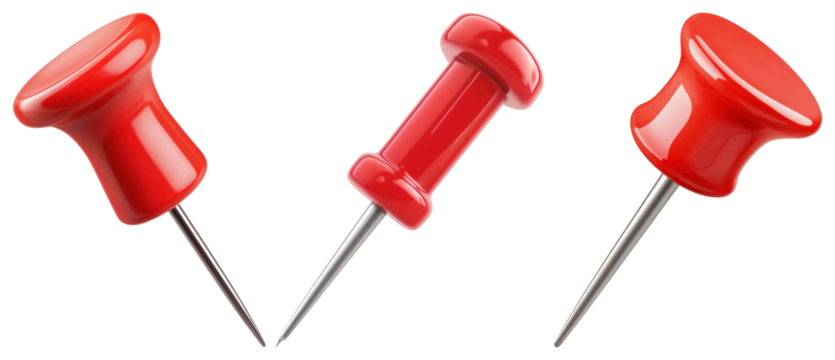 PNG Red push pins isolated background, element set on transparent background