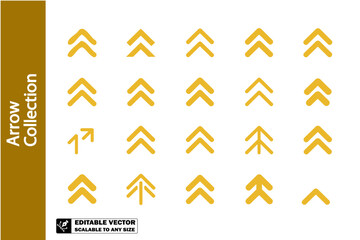 A collection of various black arrow icons pointing in different directions on a white background plain image