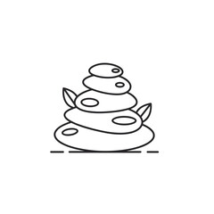 Zen stones pile line icon with leaves for spa wellness design