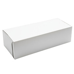 Fototapeta premium A simple white rectangular cardboard box with folded ends isolated on transparent background