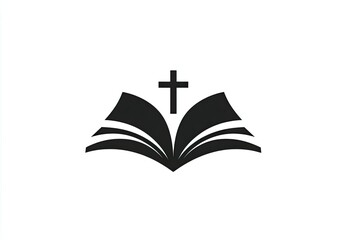 Open book with a cross graphic design.