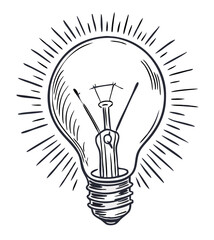 Hand-drawn Light Bulb Idea Concept Illustration