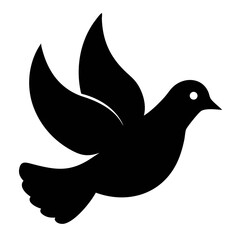 Flying Dove Silhouette in Minimalist Black and White Vector Art