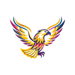 Obraz premium Colorful eagle design with spread wings in modern illustration style 