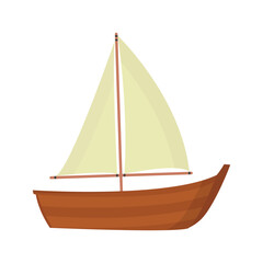 Wooden ship on white background