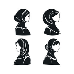 A silhouette vector set of Syrian womans profile