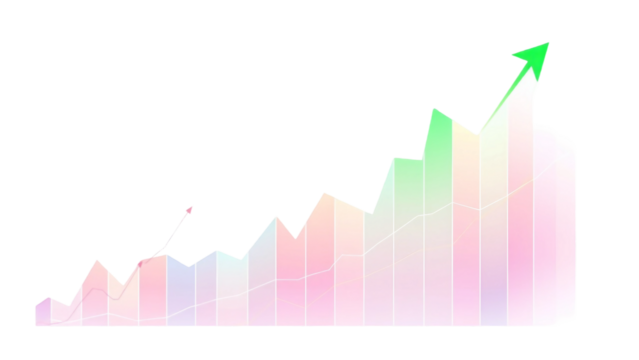 Transparent or png stock market investment trading graph growth.Trade business analytics graph and financial chart.