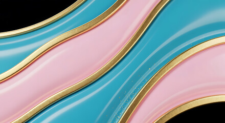 Elegant wavy abstract background with pink blue and gold accents