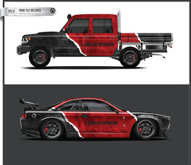 Naklejka premium Custom Car Wraps for Pickup Truck and Sports Car