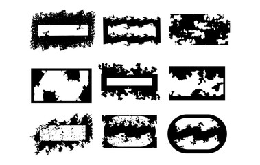 Obraz premium A set of grunge frames with rough, burned, and eroded edges. Perfect for posters, album covers, labels, and digital art. These high-contrast shapes add a raw, distressed look to any creative project.