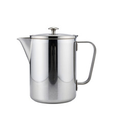 Fototapeta premium Stainless steel coffee pot with lid on white background 