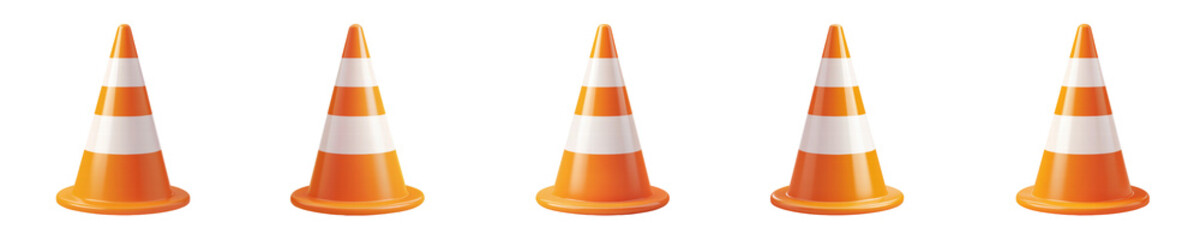 PNG road safety color cone, element set on transparent background
