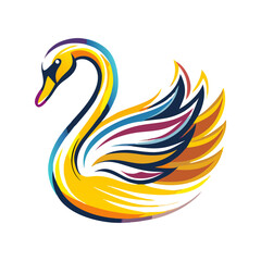 Obraz premium Colorful swan illustration with elegant wings in modern style 