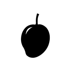 Minimalist black silhouette of a mango on a white background