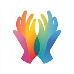 Obraz premium Two colorful hands overlapping, creating a vibrant design