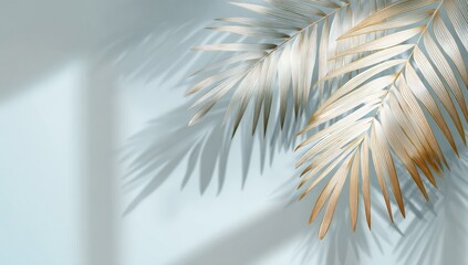 Fototapeta premium Light and shadow play with dried palm leaves