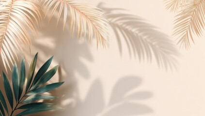 Beige backdrop with palm shadows