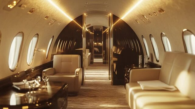 Luxury private jet interior flight business millionaire 