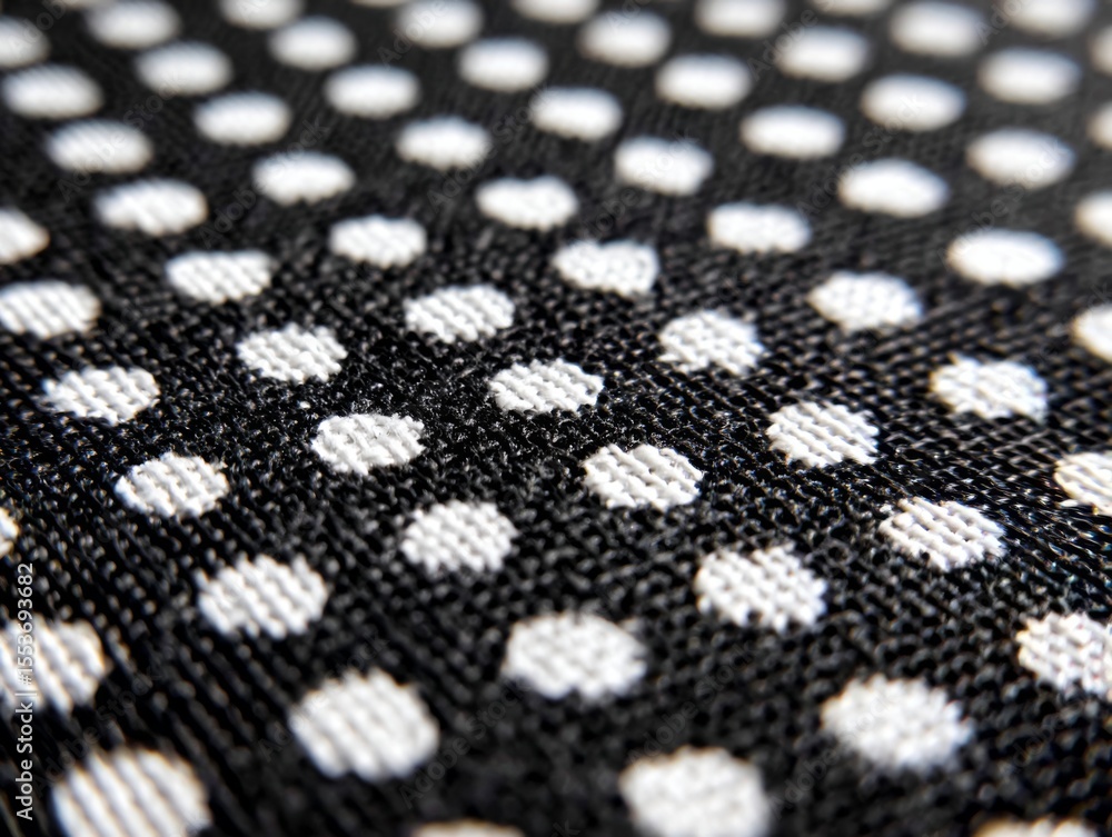 Aufkleber close-up of a fabric with dotted pattern in monochrome design