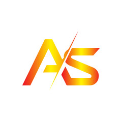 Modern as monogram logo with a vibrant yellow and orange gradient and a sharp cut