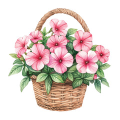 watercolor of A Kalimeris Flower Basket, vector, isolated on a white background.