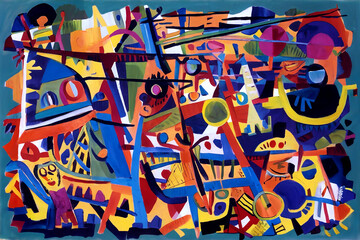 Abstract Composition with Geometric Shapes and Vibrant Colors