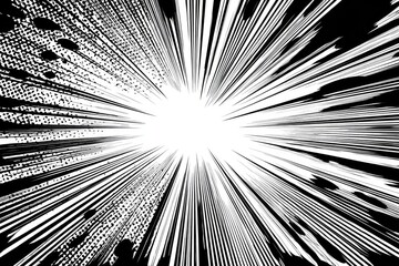 Black and white radial burst graphic