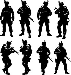 American soldiers military  army, advance Vector Bundle