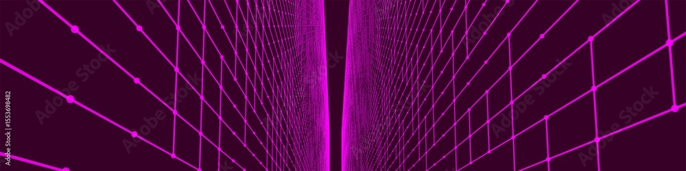 Poster futuristic colorful perspective grid. abstract wireframe with blue grid on black background. virtual