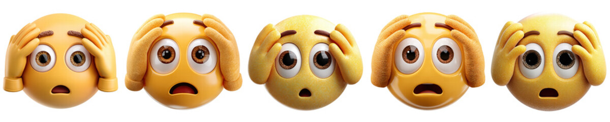 PNG smiley shocked emotion , element set on transparent background