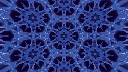 An abstract blue light kaleidoscope pattern designed for maximum visual impact with vibrant resonance. Stunning, mesmerizing kaleidoscope effect. Vector illustration.