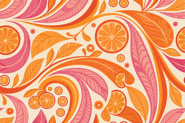 Seamless neon pink and orange abstract pattern with curvy fluid shapes and organic lines — modern colorful background for contemporary design, textiles, wallpapers, and digital art

