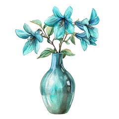 A Jade Vine Flower In A Vase, watercolor drawing vector, isolated on a white background.